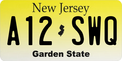 NJ license plate A12SWQ