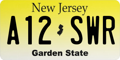 NJ license plate A12SWR