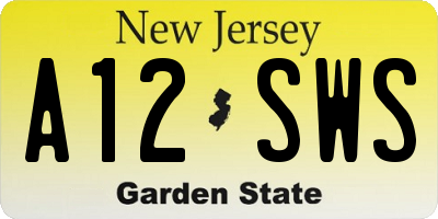 NJ license plate A12SWS
