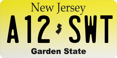 NJ license plate A12SWT
