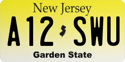 NJ license plate A12SWU