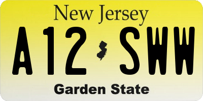 NJ license plate A12SWW