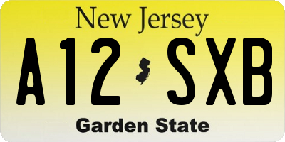 NJ license plate A12SXB