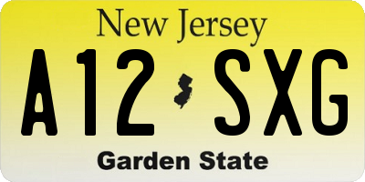 NJ license plate A12SXG