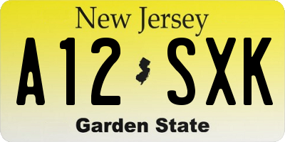 NJ license plate A12SXK