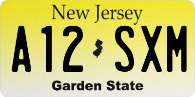 NJ license plate A12SXM
