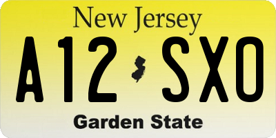 NJ license plate A12SXO