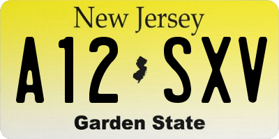 NJ license plate A12SXV