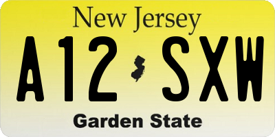 NJ license plate A12SXW