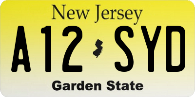 NJ license plate A12SYD