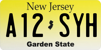 NJ license plate A12SYH