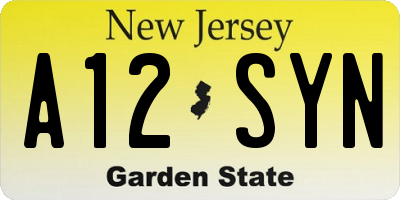 NJ license plate A12SYN