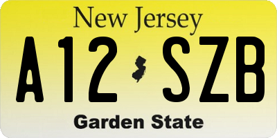 NJ license plate A12SZB