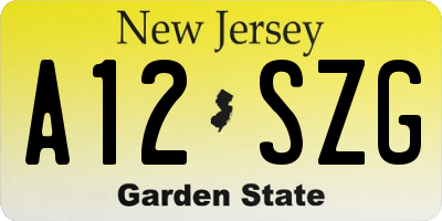 NJ license plate A12SZG