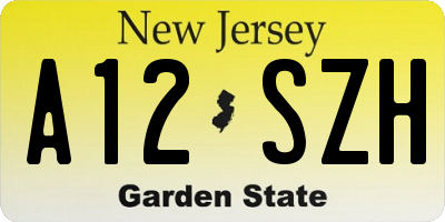 NJ license plate A12SZH