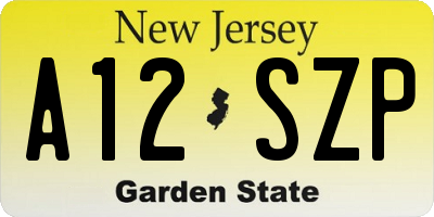 NJ license plate A12SZP