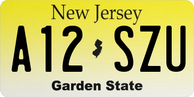NJ license plate A12SZU