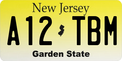 NJ license plate A12TBM