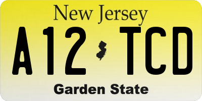 NJ license plate A12TCD