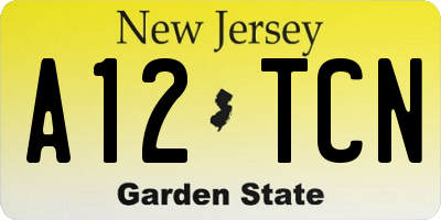 NJ license plate A12TCN