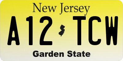 NJ license plate A12TCW