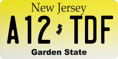 NJ license plate A12TDF