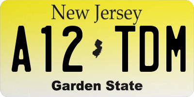 NJ license plate A12TDM