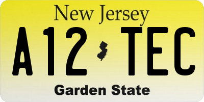 NJ license plate A12TEC