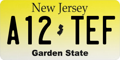 NJ license plate A12TEF