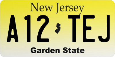 NJ license plate A12TEJ