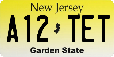 NJ license plate A12TET