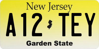 NJ license plate A12TEY