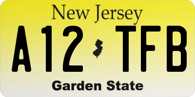 NJ license plate A12TFB
