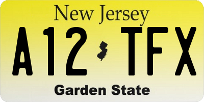 NJ license plate A12TFX