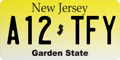 NJ license plate A12TFY