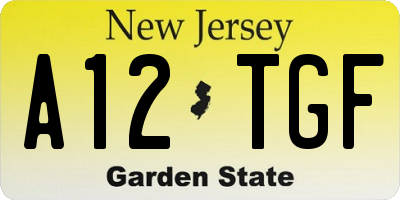 NJ license plate A12TGF
