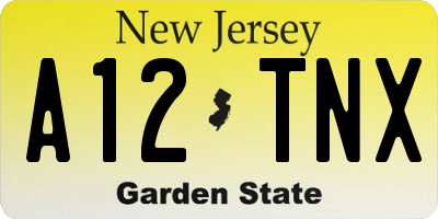NJ license plate A12TNX