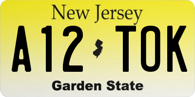 NJ license plate A12TOK