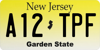 NJ license plate A12TPF