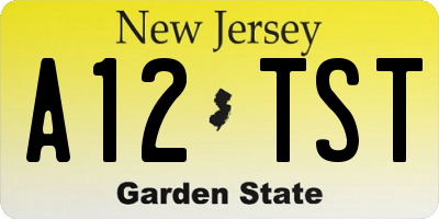 NJ license plate A12TST