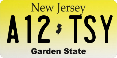 NJ license plate A12TSY