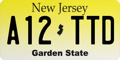NJ license plate A12TTD