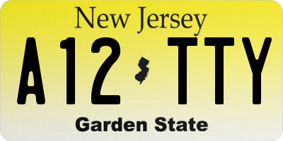 NJ license plate A12TTY