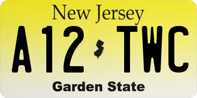 NJ license plate A12TWC