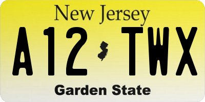 NJ license plate A12TWX