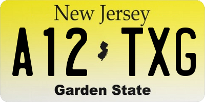 NJ license plate A12TXG