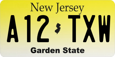 NJ license plate A12TXW