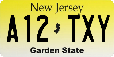 NJ license plate A12TXY