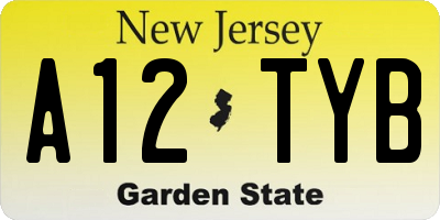 NJ license plate A12TYB