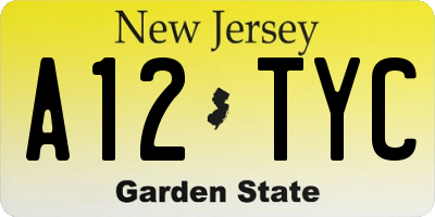NJ license plate A12TYC
